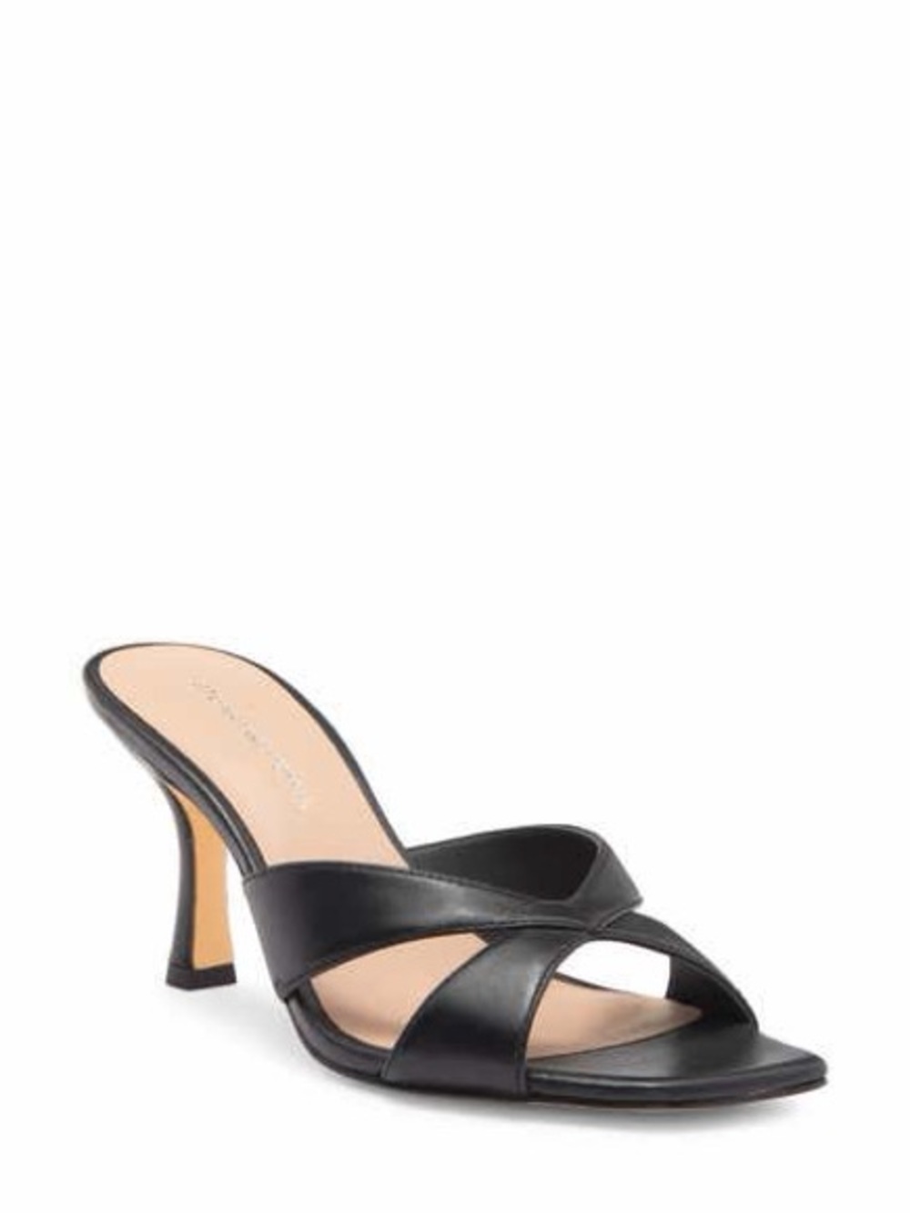 Stuart Weitzman Miami Slide Sandal - Black Crisscross Leather Slide Mules